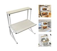 2 en 1 Etagère multifonctionn de cuisine: Support de four à micro-onde et meuble à épices, Rangement à 3 étages, Couleur Bois clair