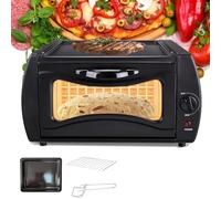 2-en-1 Four Tandoor Mini, 15l Pizza électrique Maker & Bread Baker pour Chapati, Roti, Naan, Lahmacun, Manakish | Comprend Un Plateau De Cuisson, Un Rack Et Une Poignée | Compact Et Portable
