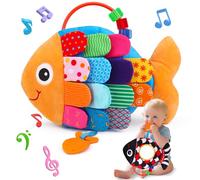 2 en 1 Jouet Bebe 0 3 6 Mois & Jouets Bébé Noir et Blanc, Jouet Peluche Poissons Musicale avec avec Hochet Miroir Bebe, Jouet Sensoriel Montessori Jeux Eveil Bebe 0-3 3-6 Mois, Cadeau Naissance