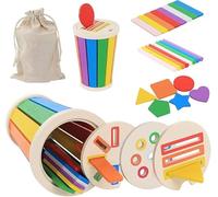 2 en 1 Jouets en Bois Enfants, Couleur Jeu de tri, Jeux Montessori 1 2 3 Ans, Jeu de Tri et Empilage de Bâtonnets de Couleur, Jeux Motricité Fine Bebe, Jouet de Tri Montessori, Jouet de Tasse de Tri