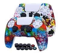 [2 en 1] Jusy Housse en Silicone pour Manette PS5 DualSense, Housse Antidérapante Étui de Protection Durable Anti-poussière pour Manette PS5 avec 10 poignées de Pouce (Graffiti)