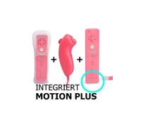 2 en 1 Manette Wii Motion plus + Nunchuck + housse compatible compatible avec Nintendo WII WII mini WII U rose