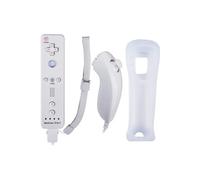 Manette Qumox 2 en 1 Manette Wiimote Motion Plus intégré et Nunchunk compatible pour Nintendo Wii et Wii U -QUMOX blanche