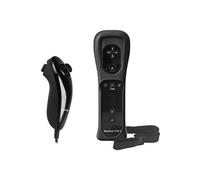 Manette Qumox 2 en 1 Manette Wiimote Motion Plus intégré et Nunchunk compatible pour Nintendo Wii et Wii U -QUMOX noire