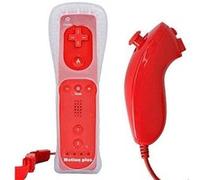Manette Qumox 2 en 1 Manette Wiimote Motion Plus intégré et Nunchunk compatible pour Nintendo Wii et Wii U -QUMOX Rouge
