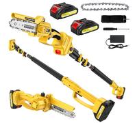 2-en-1 Mini Tronconneuse a Batterie avec Perche Télescopique(2.2M), 1000W Moteur Tronconneuse a Batterie avec 2 Batteries de 2.0Ah, pour Élagage et Coupe D'arbres en Hauteur,Compatible avec Makita 18V