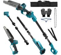 2 en 1 Mini tronçonneuse Perche Élagueuse Télescopique sans fil & compatible avec Makita 18 V (sans batteries), 8 Pouces Elagueuse sur Perche pour Coupe Branche, petite scie avec chaîne