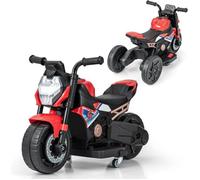 Costway Moto Électrique Enfants 6v, Conversion 2 Roues Ou 3 Roues, Effets Lumineux Et Sonores, Klaxon, Pour Enfants Max 3 Ans, Rouge