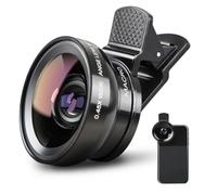 2 en 1 Objectif Macro Smartphon Macro 12.5X et Grand Angle 0.45X Mobile Phone Camera Lenses Objectif Grand Angle 140° avec Pince Universelle Compatible pour Universelle Smartphone [Cadeaux de Noël]