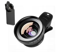 2 en 1 Objectif Macro Smartphone, Universelle Mobile Phone Camera Lenses Kit Objectif pour Smartphone 12.5X Macro Lens + 0.45X 140 Degree Wide Angle Lens pour la Plupart des Smartphones