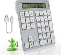 ¿¿2-en-1 Pavé Numérique Bluetooth avec Calculatrice - 34 Touches Clavier Numérique sans Fil Rechargeable USB-C, Pavé Numerique sans Fil Compatible Windows/Mac/iOS/Android¿