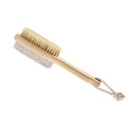 2 en 1 Pied Pierre Callosités Brosse Pédicure Exfoliant Gommage Remover Kit | Poignée en bois pierre ponce côté brosse exfolie la peau sèche côté pierre ponce pour callosités corde suspendue 17,3 cm