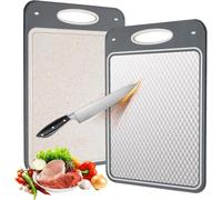 2-en-1 Planche à Découper Inox et PP de Paille de Blé - Plancha 40x27cm, Planche à Découper Professionnelle avec Rainure pour Le Jus (Sans BPA)