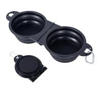 2 en 1 Pliant Bol en Plastique pour Chat/Chiens ,Non assemblé en Plastique,Une pièce moulée Design Bol d’Eau pour Chien,Bords pliés à 180 degrés Portable Gamelle de Voyage pour Chien (Noir)