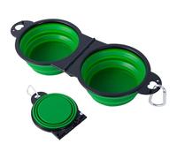 2 en 1 Pliant Bol en Plastique pour Chiens ,Non assemblé en Plastique,Une pièce moulée Design Bol d’Eau pour Chien,Bords pliés à 180 degrés Portable Gamelle de Voyage pour Chien (Verte)