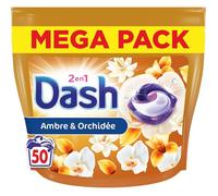 2-en-1 PODS Lessive En Capsules, 50 Lavages, Ambre et Orchidée, Ultra Nettoyant Et Fraîcheur Longue Durée, Élimine Les Saletés