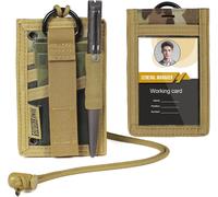 2 En 1 Porte-Carte D¿Identification Tactique,Molle Compatible, Fenêtre Transparente, Nylon Cordura 500d, 3 Fentes Pour Cartes & Porte-Stylo, Idéal Edc, Sécurité, Activités De Plein Air