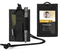 2 En 1 Porte-Carte D¿Identification Tactique,Molle Compatible, Fenêtre Transparente, Nylon Cordura 500d, 3 Fentes Pour Cartes & Porte-Stylo, Idéal Edc, Sécurité, Activités De Plein Air