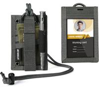 2 En 1 Porte-Carte D¿Identification Tactique,Molle Compatible, Fenêtre Transparente, Nylon Cordura 500d, 3 Fentes Pour Cartes & Porte-Stylo, Idéal Edc, Sécurité, Activités De Plein Air