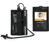 2 En 1 Porte-Carte D¿Identification Tactique,Molle Compatible, Fenêtre Transparente, Nylon Cordura 500d, 3 Fentes Pour Cartes & Porte-Stylo, Idéal Edc, Sécurité, Activités De Plein Air