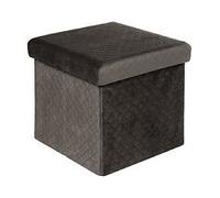 2 En 1 Pouf Et Coffre De Rangement En Velours Gris 31 X 31 Cm Gris