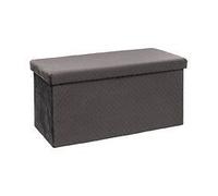 2 En 1 Pouf Pliant Double Et Coffre De Rangement En Velours Gris 76 X 38 Cm Gris