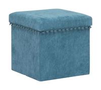 2 en 1 Pouf Pliant et Coffre de Rangement Bleu 40 x 39 cm - Atmosphera