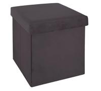 Atmosphera - Pouf pliant Tess en velours Gris foncé