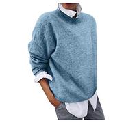 2 en 1 Pull Femme Hiver- Sweat Oversize Femme Manche Longue-Sweatshirts Femme Col Rond Couleur Unie Chandails Décontractée Loose Sweater Pullover Blouse Vintage Grande Taille Tricot Mode Chaud Pulls