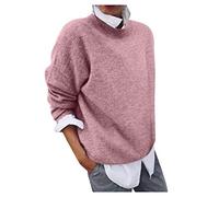 2 en 1 Pull Femme Hiver, Sweat Oversize Manche Longue,Sweatshirts Femme Col Rond Couleur Unie Chandails Décontractée Loose Sweater Pullover Blouse Vintage Grande Taille Tricot Mode Chaud Pulls
