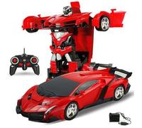 2 en 1 RC Voiture Sport Voiture Transformation Robots Modèles Télécommande Deformation Voiture RC Combat Jouets ( rouge )