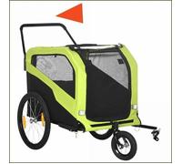 2-en-1 Remorque pour chien à vélo / Buggy - PawHut - Pour Grands Chiens (30 kg) - Réflecteurs - Vert