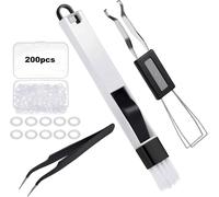 2 En 1 Retirer Extracteur Keycap Pour Clavier Mécanique Enlever, Outil De Fixation Outil De Suppression De Clavier + 200 X Joints Toriques + 1 X Brosse De Nettoyage + 1 X Pince À Épiler