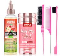 2 En 1 Shampoing au Vinaigre de Cidre & Bâton de Cire Capillaire-Shampoing Détoxifiant en Profondeur pour Tresses, Locks et Cheveux Bouclés, Bâton de Cire Coiffante Longue Durée pour Cheveux Rebelles