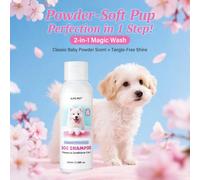 2-en-1 Shampooing et Revitalisant pour Chien 3.38 Fl Oz, Formule Douce pour Chiots, Toutes Races, Parfum Poudre de Bébé, pH Équilibré Hypoallergénique 100 ml /3,38 onces liquides.PET