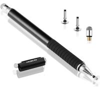 2-en-1 Stylet pour Ecran Tactile de Précision avec 3 Pointes de Stylet Capacitives Remplaçables pour iPad, Tablette, iPhone, Smartphone, Samsung Galaxy Note/Tab - Noir