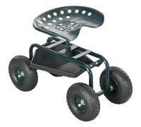 Siège de jardin - Outsunny siège roulant pour jardin - chaise roulante pivotant à 360° et réglable en hauteur avec plateau vert