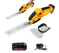 2 en 1 Taille Haie Electrique sans Fil, 24V Cisaille à Gazon sur Batterie Rechargeable Coupe Bordure sans Fil avec Batterie 1500mAh pour Arbustes, Jardin, Gazon, Pelouse