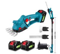 2 en 1 Taille-haie électrique sans fil, Coupe-herbe, 1.6m Perche d'extension - ONEGREEN - 2X 3AH Batteries