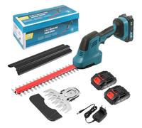2 en 1 Taille-Haies sans Fil 21V, Cisaille à Gazon Electrique avec Batterie 2 x 1500mAh et 2 Lames, Lame Longue 31 cm/Lame Courte 15 cm, pour Jardin, Pelouse, Arbustes,Gazon