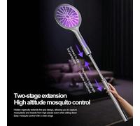 2-en-1 Tapette à mouches/moustiques électrique télescopique et pliable avec lumière répulsive violette pour les moustiques - Alimenté par USB, manche rétractable, convient pour l'intérieur, le bureau,