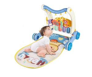 2 en 1 Tapis de Jeu pour bébé et Trotteur d'apprentissage pour bébé,Tapis d'éveil Bébé,Tapis d'activité pour bébé avec Piano de Jeu, Centre d'activités Musicales avec lumières, Trotteurs pour bébé