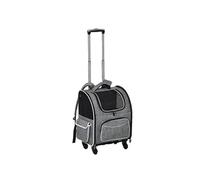 PawHut Sac de transport pour animaux 2 en 1 trolley chariot panier à roulette amovible respirable charge max. 10 kg tissu oxford gris