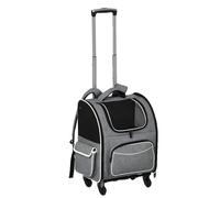 2 En 1 Trolley Chariot Sac À Dos Sac De Transport À Roulettes Pour Chien Chat Gris