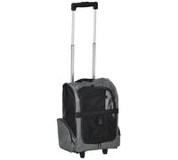 Pawhut 2 en 1 trolley chariot sac à dos sac de transport a roulettes poignée téléscopique de 74 à 96 cm pour chien chat gris