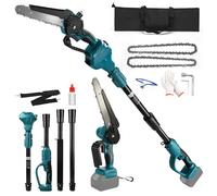 2-en-1 Tronçonneuse Télescopique & 8 Pouces Mini Tronconneuse Compatible avec Makita 18V, Longueur Extensible 2 m, Tronconneuse avec Perche pour Branches et Jardin (Sans Batterie) (Tronconneuse)