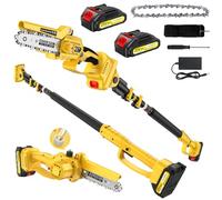 2-en-1 Tronçonneuse Télescopique & Mini Tronconneuse à Batterie, 4000mAh Tronconneuse sur Perche avec 2 Batteries de 2.0AH, Mini Tronçonneuse pour Branches et Jardin, Compatible avec Makita 18V