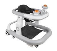 2 en 1 Trotteur Bébé avec 3 Hauteurs Réglables, Trotteur Bebe Marche Pliable avec avec Plateau d'activités Musical Amovible, De 6 à 18 mois, Jusqu'à 12 kg （57 * 67 * 46 cm，Gris）