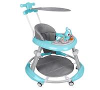 2 en 1 Trotteur Bébé avec 5 Hauteurs Réglables, Trotteur Bebe Marche Pliable avec avec Plateau d'activités Musical Amovible, De 6 à 18 mois, Jusqu'à 12 kg (67 * 67 * 79 cm，Bleu)