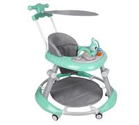 2 en 1 Trotteur Bébé avec 5 Hauteurs Réglables, Trotteur Bebe Marche Pliable avec Plateau d'activités Musical Amovible, De 6 à 18 mois, Jusqu'à 12 kg (67x67x79 cm, Vert)